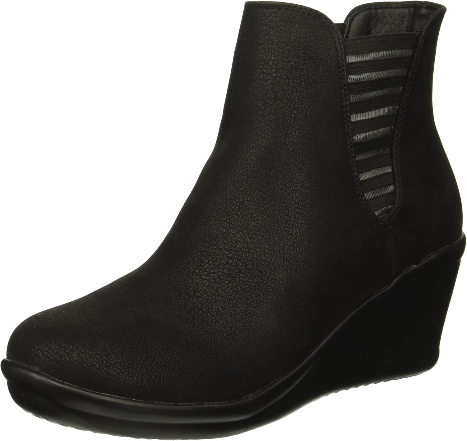 Skechers Women's Rumblers-Beam Me Up-Wedge Heeled Dressy Casual Striped Gore Chelsea Boot