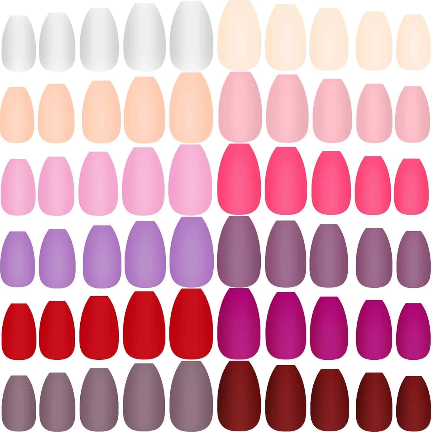 288 Pieces 12 Colors Short Coffin Press on Nails Matte False Nail Tips Colorful Ballerina False Nails Solid Color Artificial Nails Full Cover Fake Nails for Nail Art DIY Decoration (Multiple Colors)