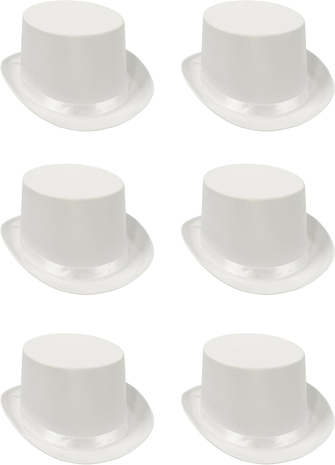 Beistle 60839-W 6-Pack Satin Sleek Top Hat, White