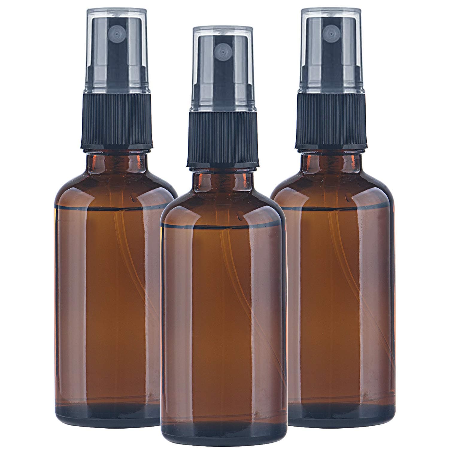 Glass Spray Bottles, 3.4oz Reusable Amber Glass Bottles, Travel Bottle Set for Essential Oils,Perfumes,Cleaning Products, Set of 3