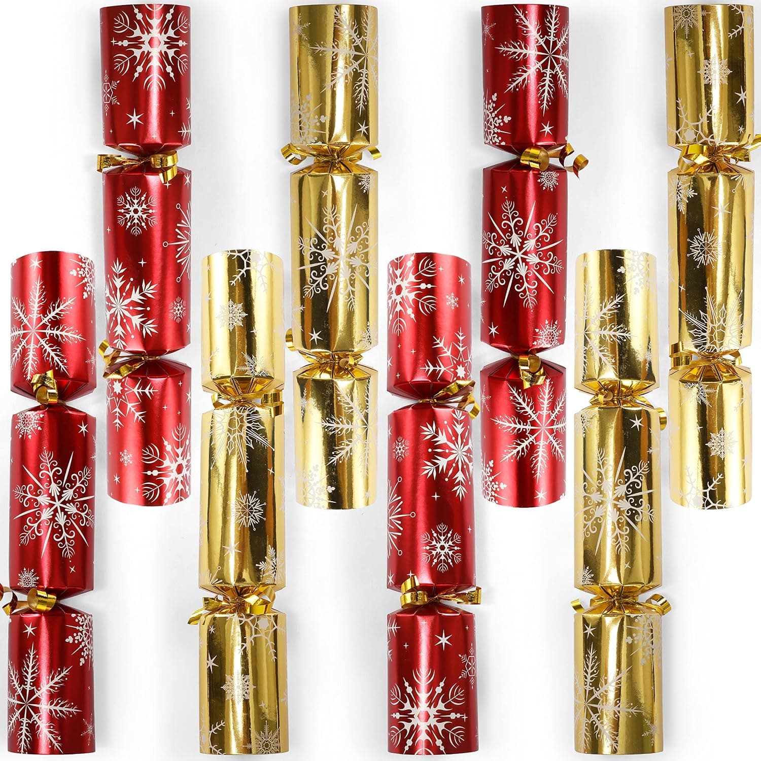 JOYIN 8 Pack Christmas Party Favor Non-Snap Red & Gold Snowflake Design Party Table Favors with Holiday Party Favor Supplies for Kids and Adults, Christmas Parties, Dinners and Holidays
