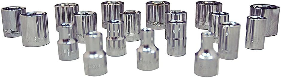 Zenith Industries ZN502247 3/8" Drive 6-Point Metric Standard 6mm - 24mm Socket Set