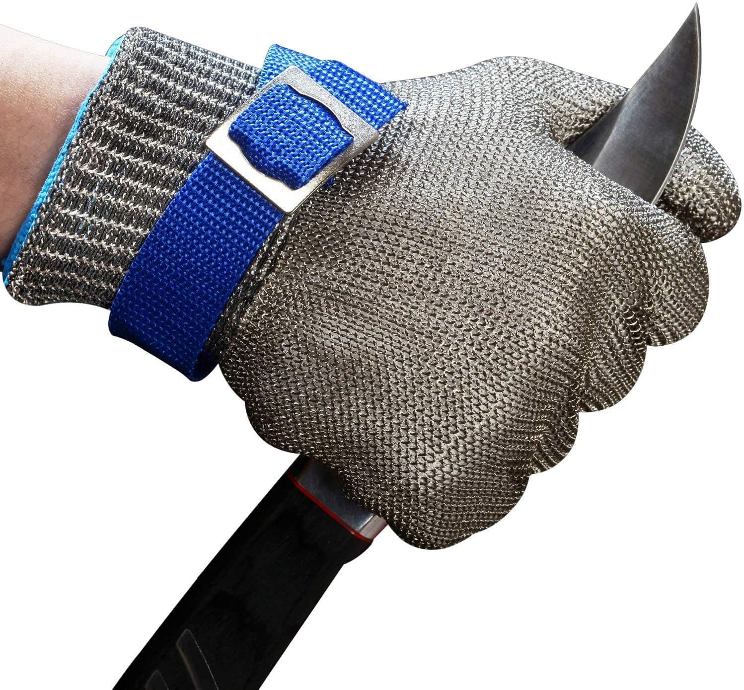 MAFORES Cut Resistant Glove-Stainless Steel Wire Metal Mesh Butcher Safety Work Glove for Meat Cutting, Fishing