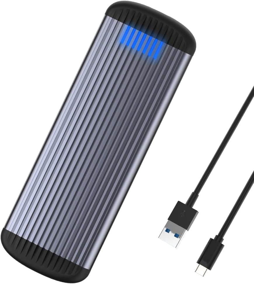 GODO RGB M.2 PCIe NVMe SSDs Portable External Enclosure,M.2 Adapter to USB C Tool-Free,USB 3.1 Gen 2 10Gbps, Aluminum Case Support UASP Trim for M (B+M Key) SSD Size 2230/2242/2260/2280