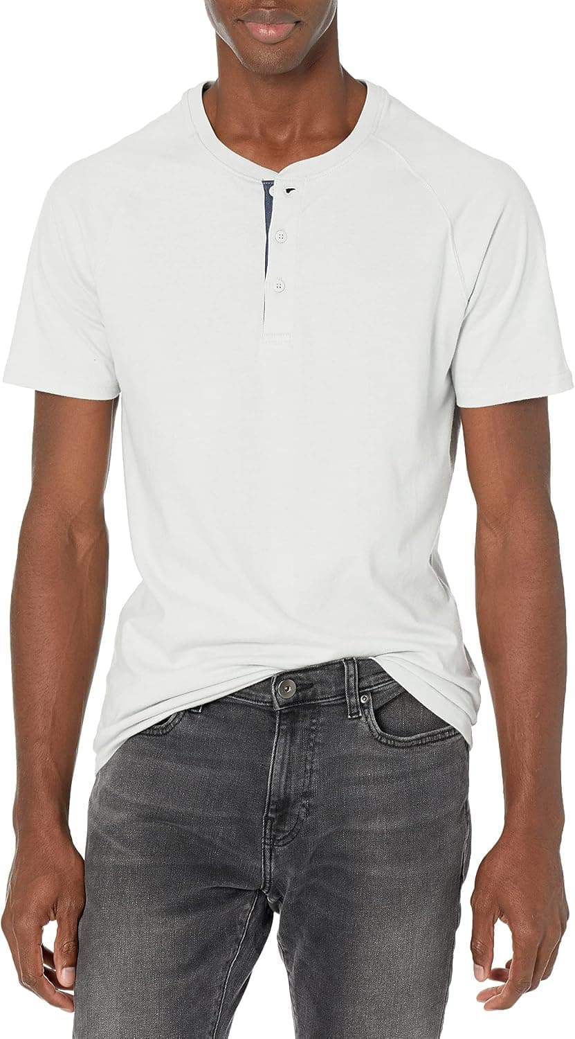 Goodthreads Men's Short-Sleeve Sueded Jersey Henley, Light Grey, X-Small