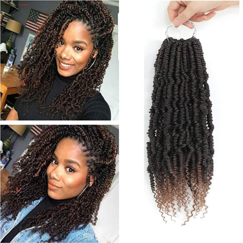 6 Packs Bomb Twist Crochet Hair Spring Twist Crochet Braid Hair Pre looped Crochet Hair Synthetic Braiding Hair Extension Fluffy Twist Dreadlocks Hair for Women(14inch1B/30 6 Packs Bomb Twist)