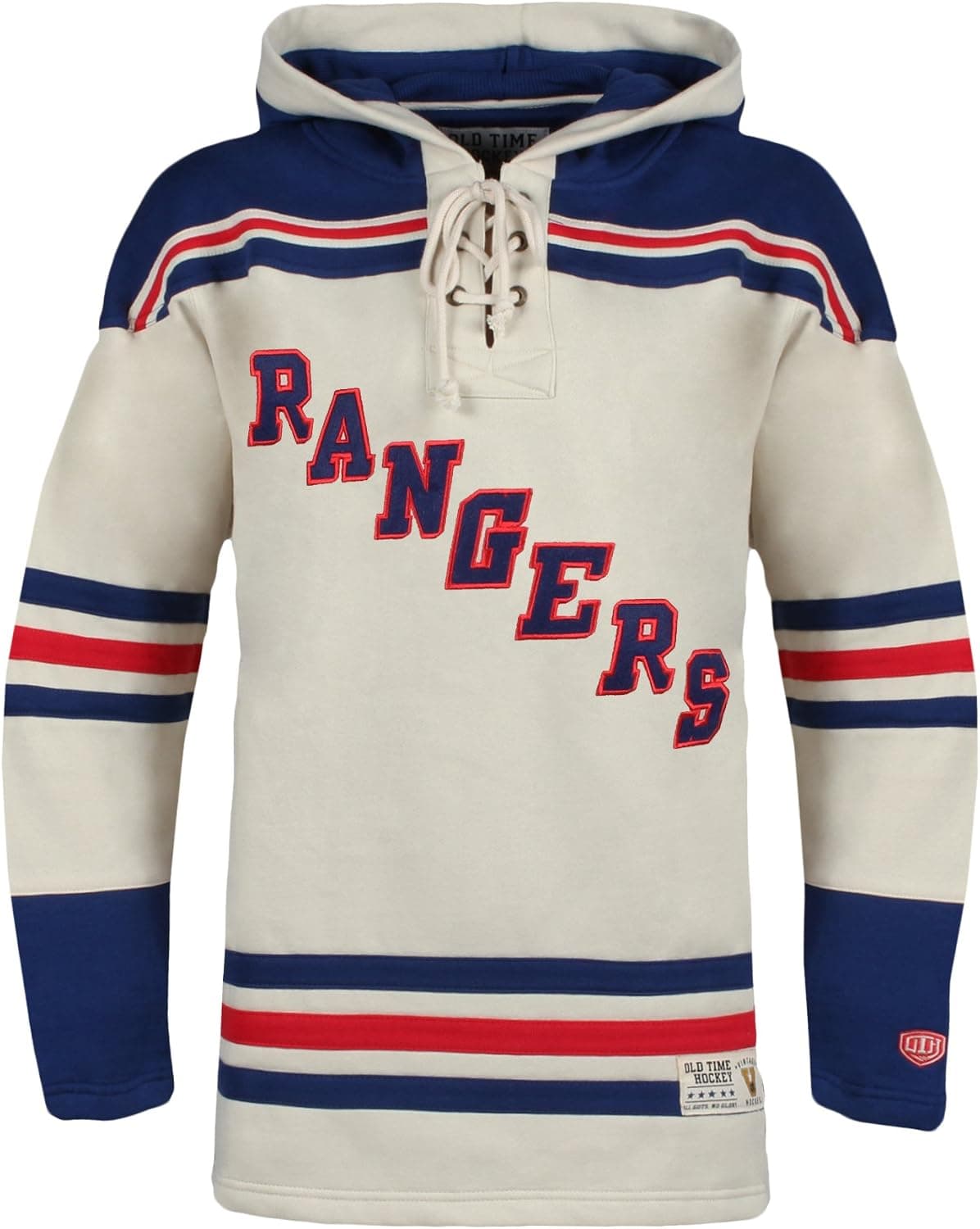 NHL New York Rangers Men's Vintage Lacer Heavyweight Hoodie, X-Large, Stone