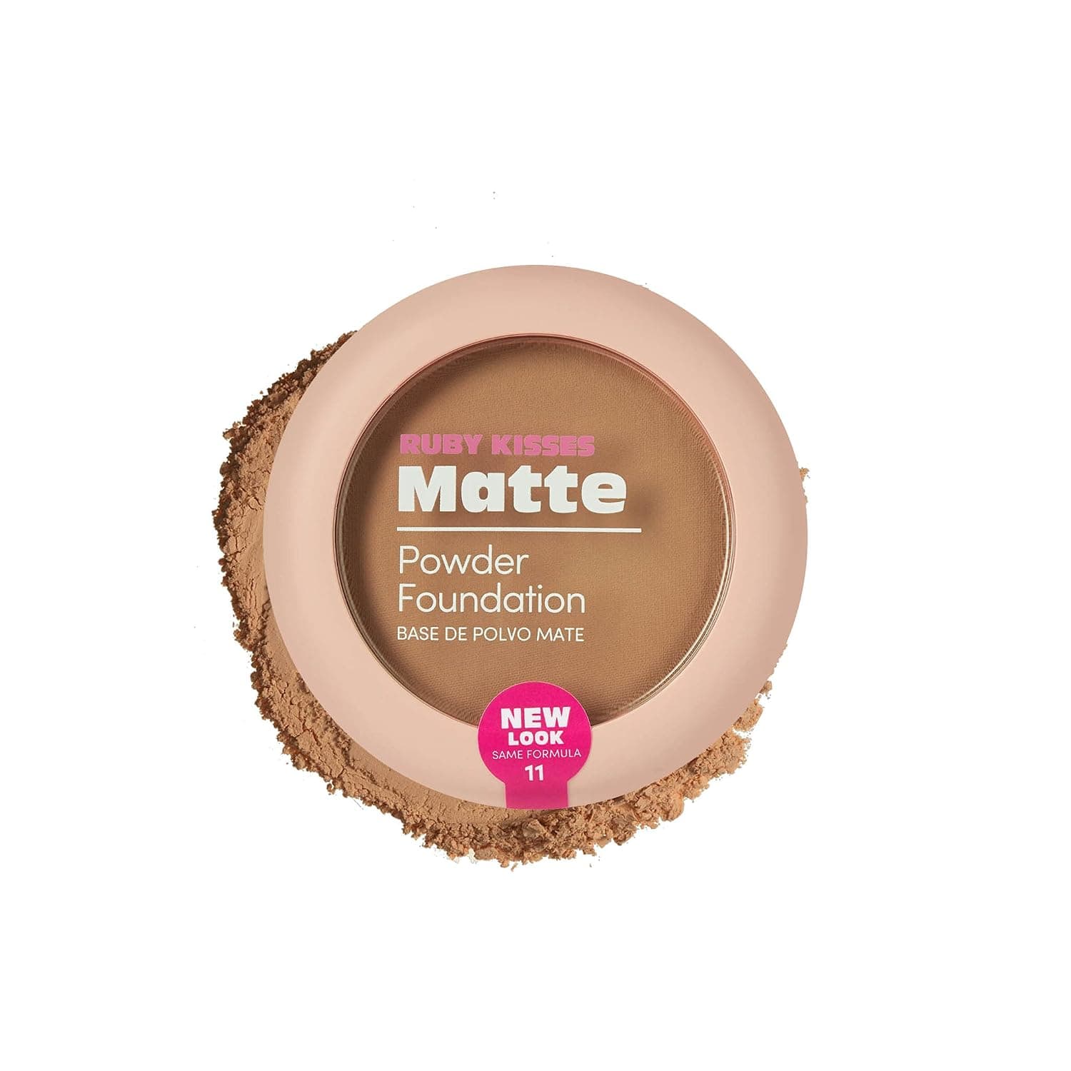 Ruby Kisses Powder Foundation Full Coverage Matte Foundation Long Lasting Face Makeup 0.35 oz. (Mocha)