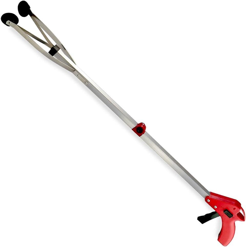 Reacher Grabber by BARSSY - Suction Cup Pick up Tool - 32", Long Have Duty Aid Picker, litter extension arm, trash / garbage picking tool, garden nabber, elderly mobility and back pain reach tool