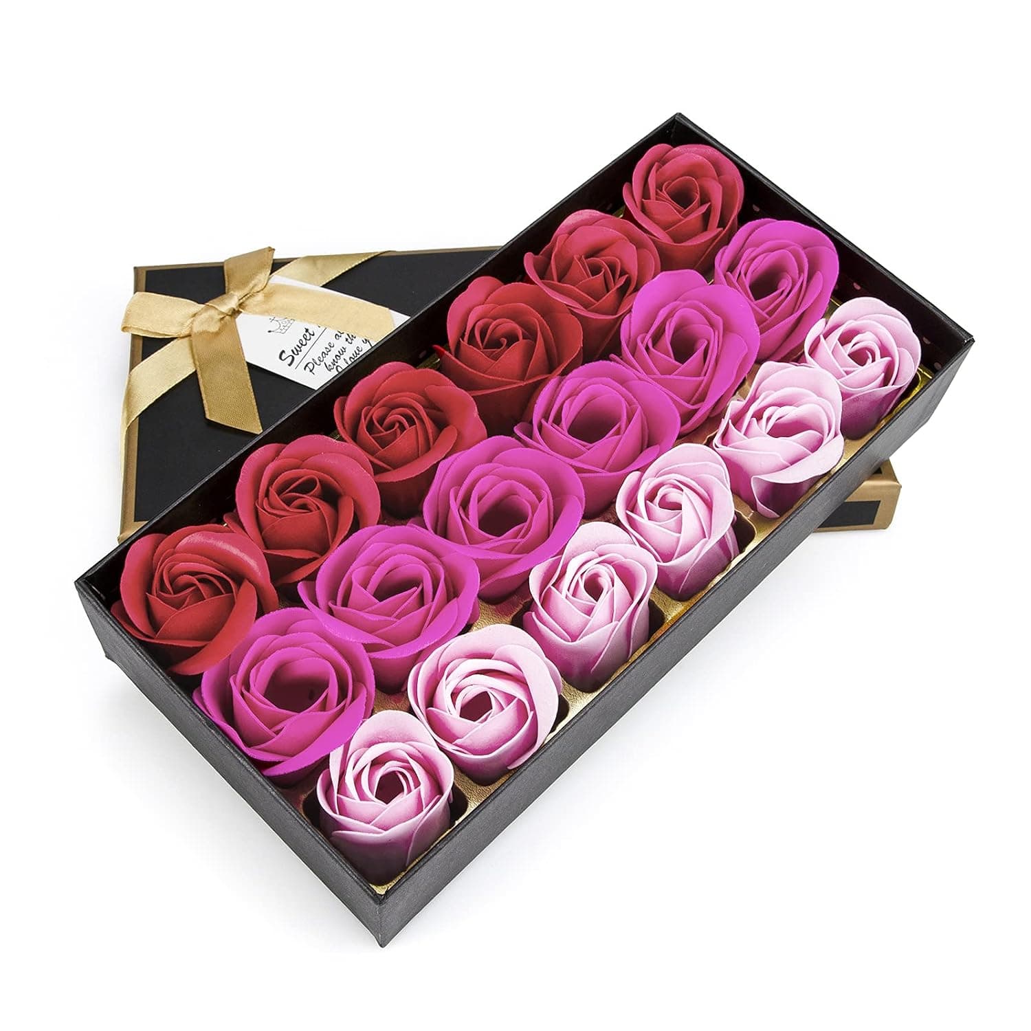 Little World Bath Soap Rose Flower Floral Scented Soap Rose Petals Body Soap in Gift Box for Valentine's Day Anniversary Birthday Mothers Day, Gifts for Her (18 Pcs/Box Gradient Pink)