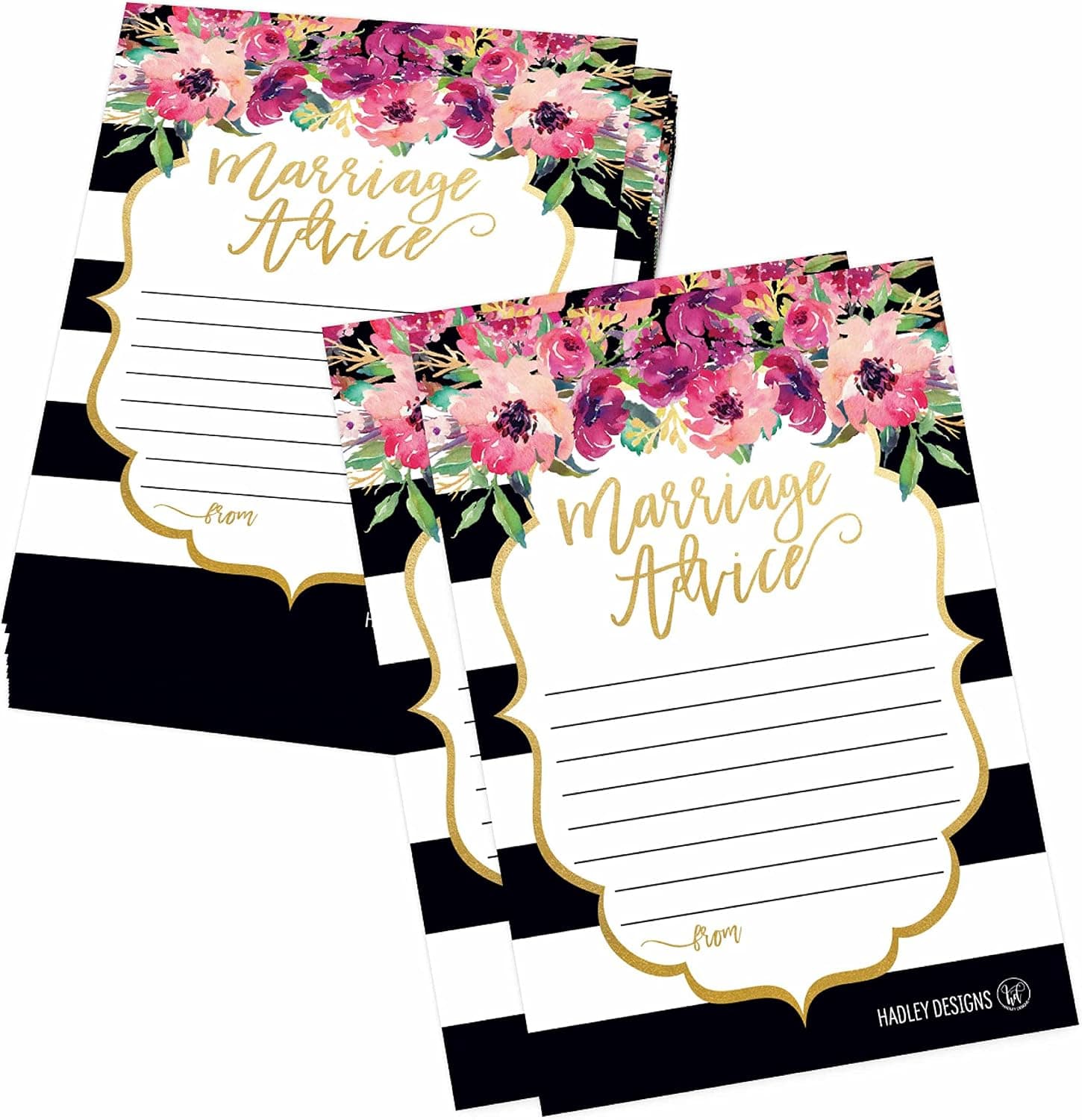 Floral Advice For the Bride - 50 Bridal Shower Games For Guests, Wedding Card Boxes For Reception, Wedding Guest Book Alternative, Wedding Advice Cards For Bride and Groom, Wedding Games For Guests