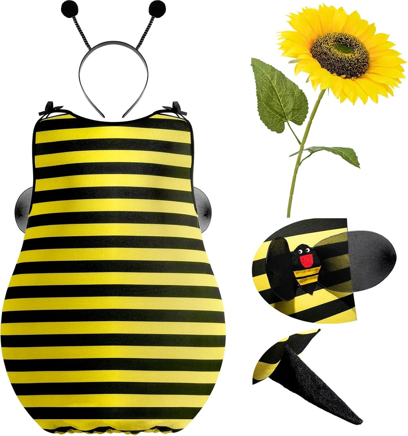 Unisex Bee Costume with Headpiece and Sunflower for Halloween Trick-or-Treating Halloween Costumes
