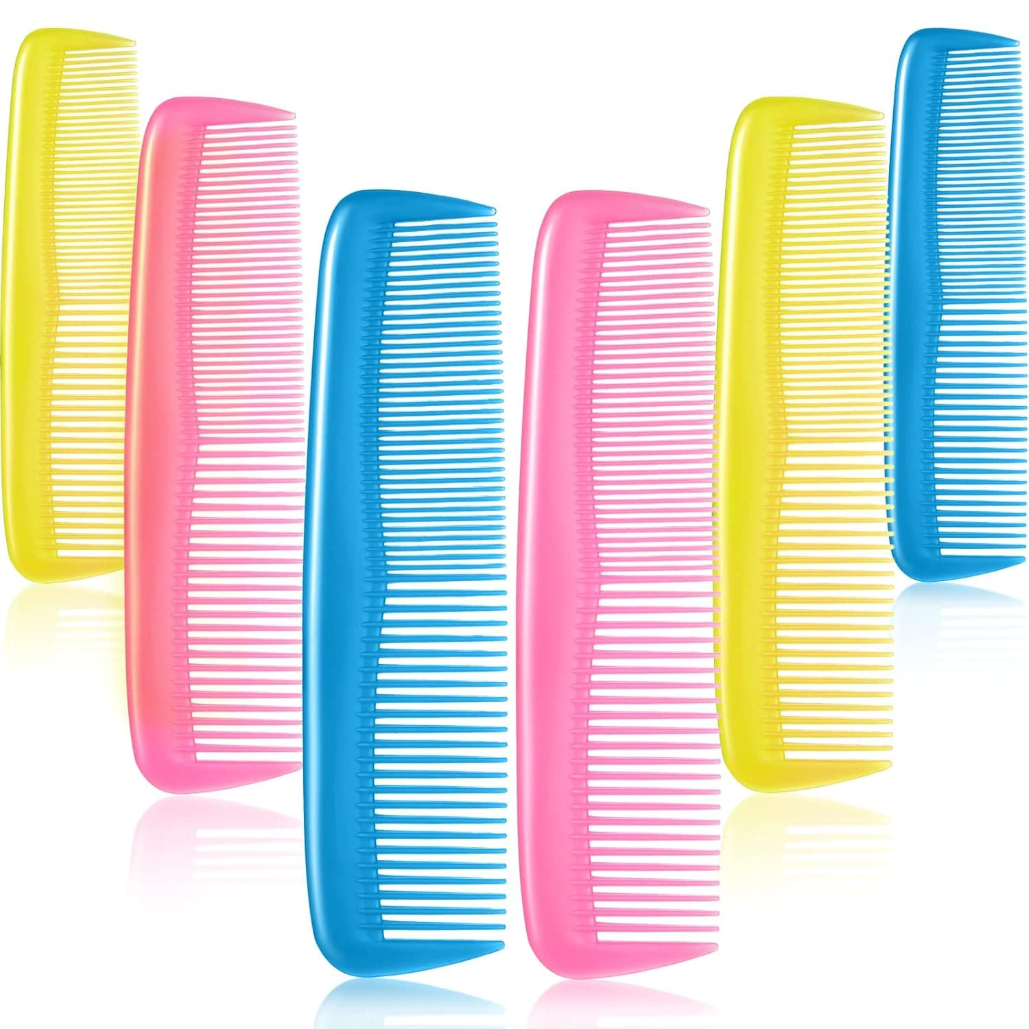 12 Pieces Colorful Hair Combs Set for Kids Women Men Colorful Plastic Fine Dressing Comb (Pink, Yellow, Blue)