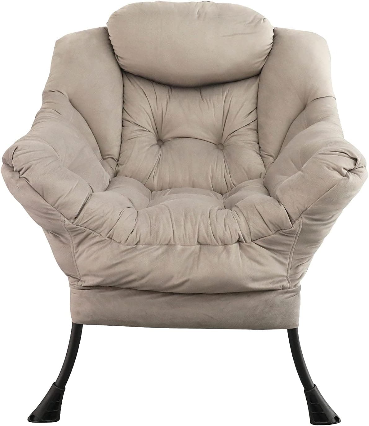 GOLDSUN Accent Chair Lazy Reclining Armchair with Removable Metal Legs and Side Pocket, Comfy Upholstered Single Sofa Chair for Living Room, Bedroom, Office (Grey)