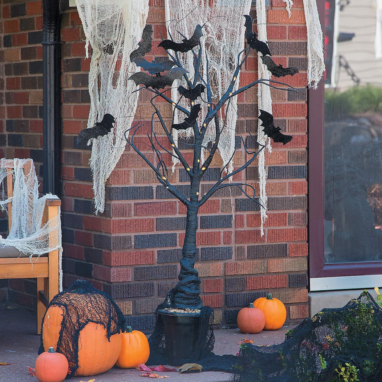 Light Up Halloween Tree with Bats (almost 5 feet tall) Spooky Home Decor