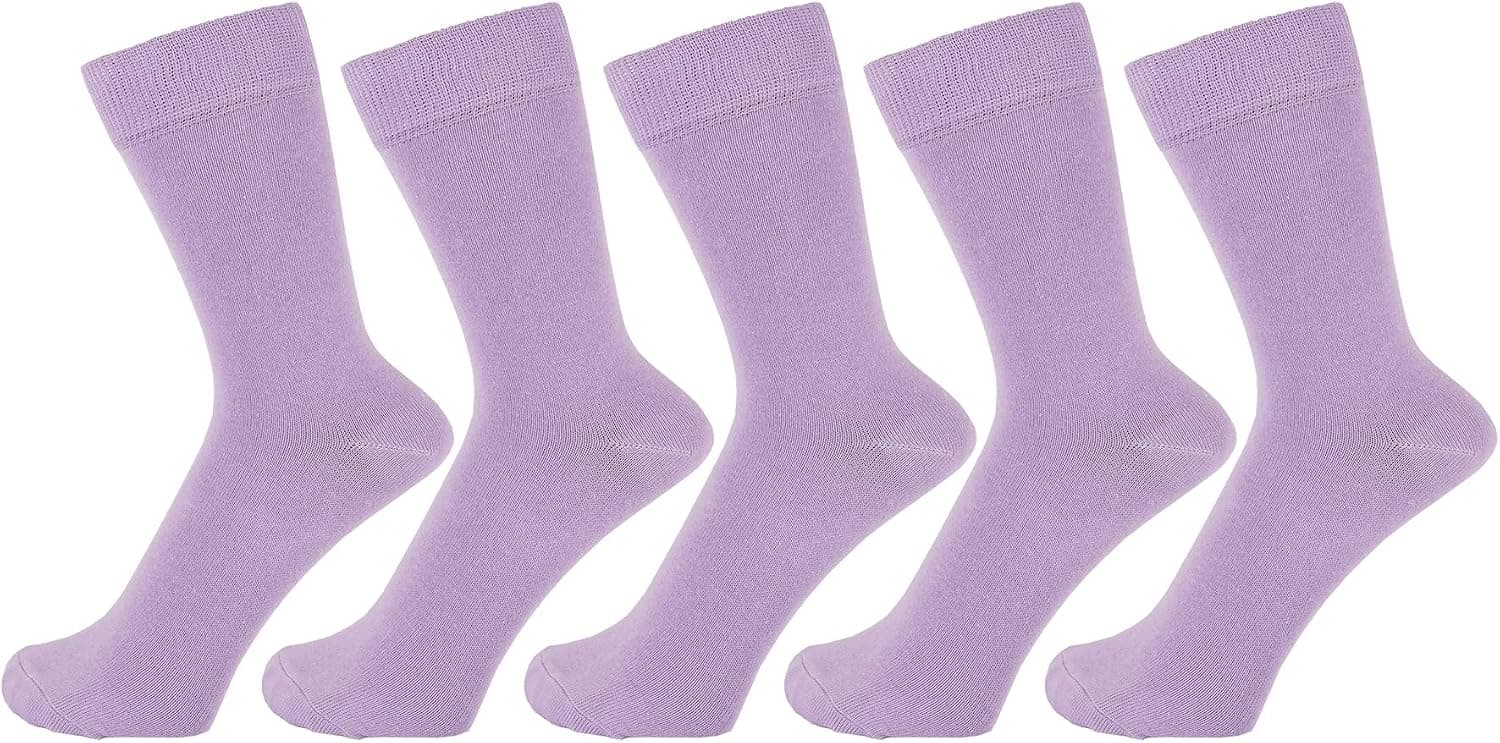 ZAKIRA Finest Combed Cotton Dress Socks in Plain Vivid Colours for Men, Women - 5 Pack