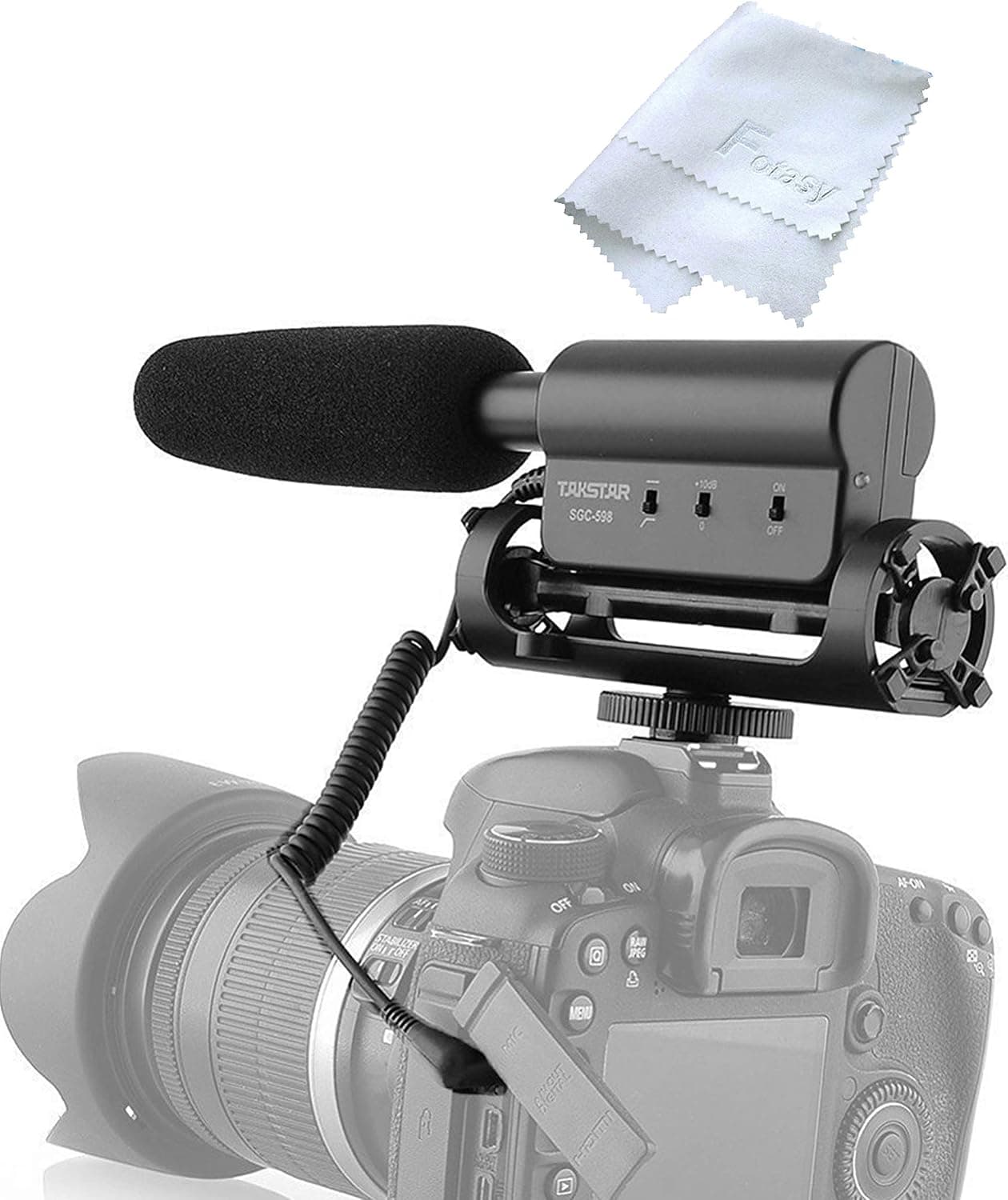 Takstar SGC-598 Cardiod Shotgun Interview Photography Microphone, Electret Condenser Vdeomicro MIC, Shock Mount, Windscreen, for Mirrorless DSLR Camera DV Camcorder, Smartphone 3.5mm Audio Jack
