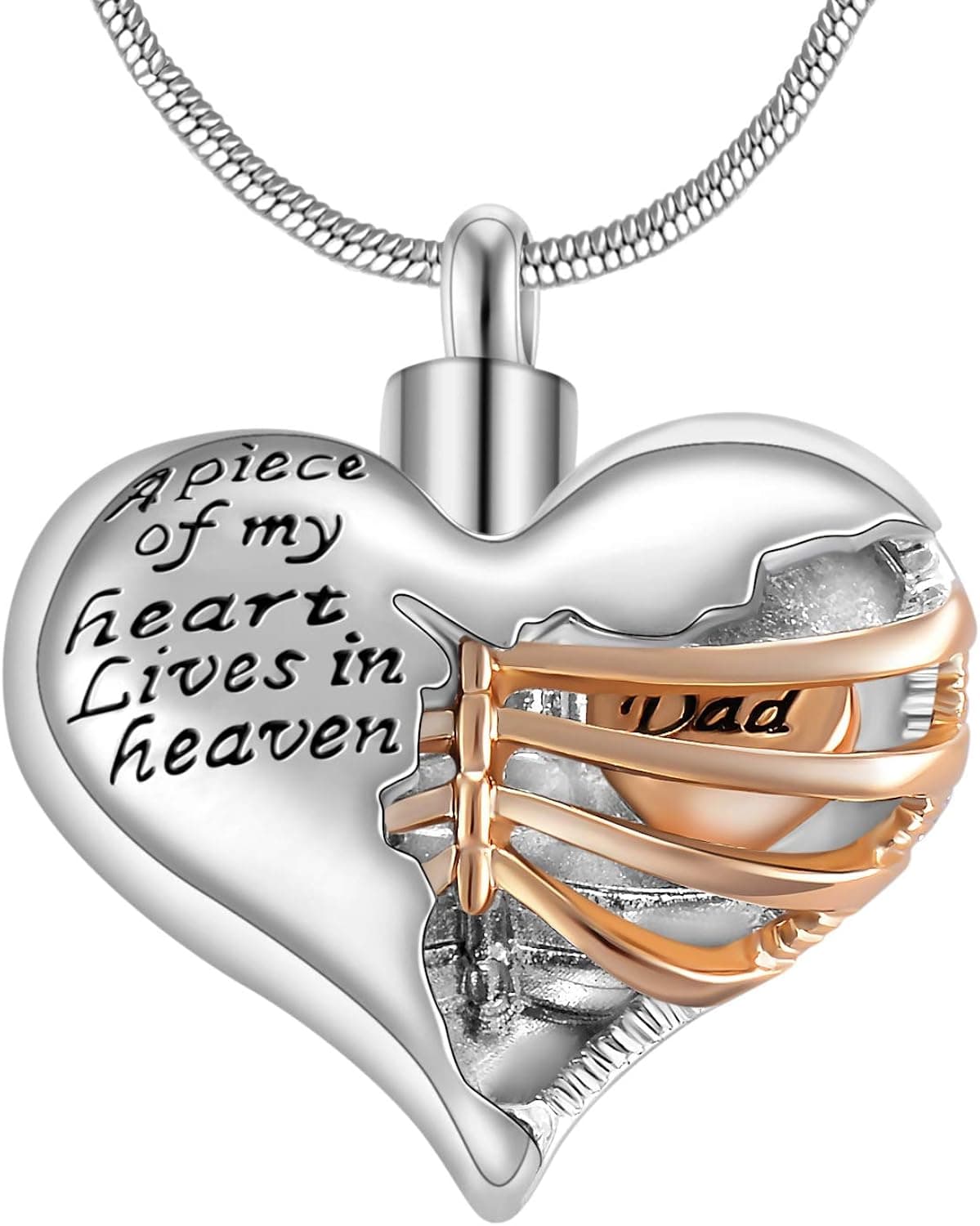 Eternaloved A Piece of My Heart Lives in Heaven Memorial Urn Heart Cremation Necklace,Men/Women Pendant