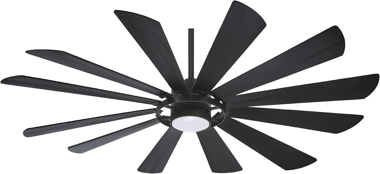Minka Aire F870L-TCL Windmolen - Smart Ceiling Fan with Light Kit in Contemporary Style - 14.75 inches tall by 65 inches wide, Finish Color: Textured Coal, Blade Color: Textured Coal