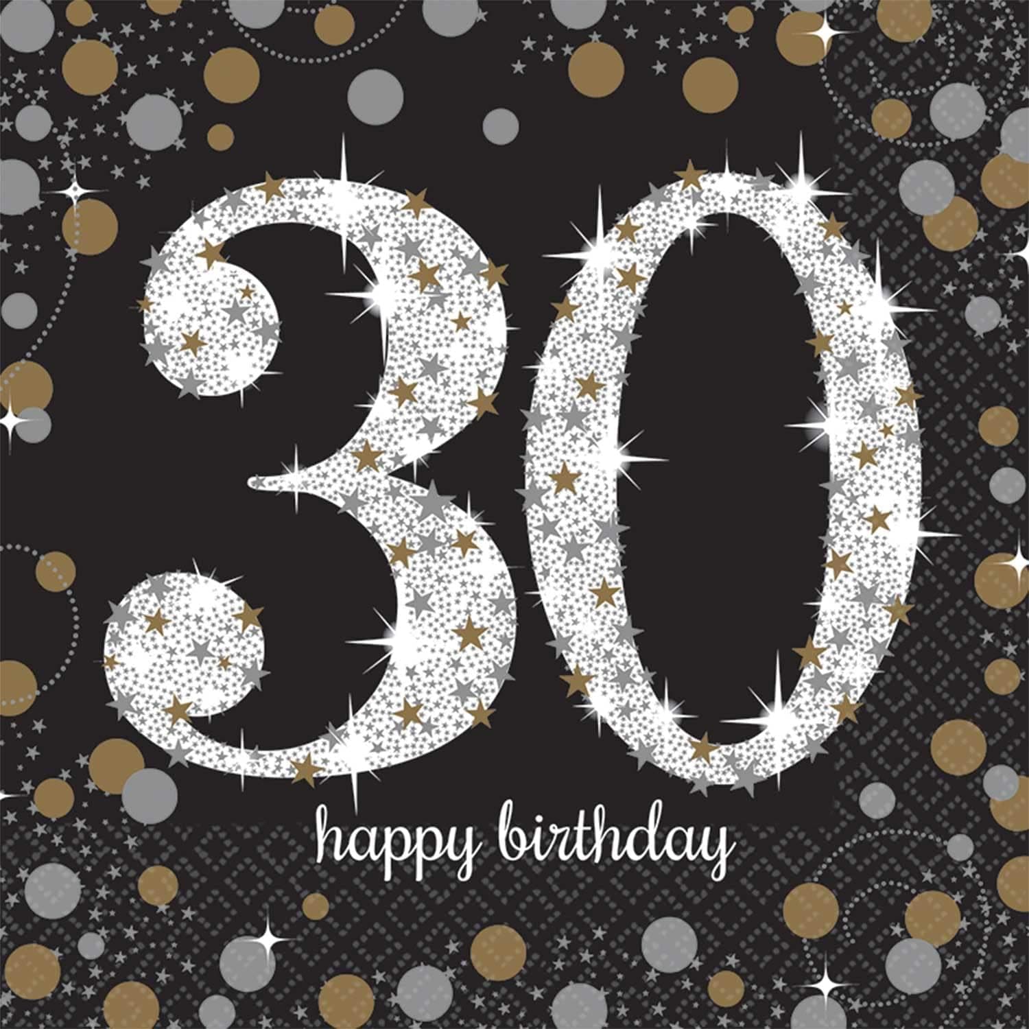 Sparkling Celebration 30 Party Napkins- 6 1/2" x 6 1/2", Multi - color, Pack of 16