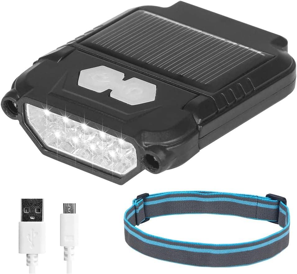 FISHNU SANLITE - Solar Mountaineering Cap Clip Light - USB Rechargeable - Wave Sensor Headlamp - Built-in Magnetic