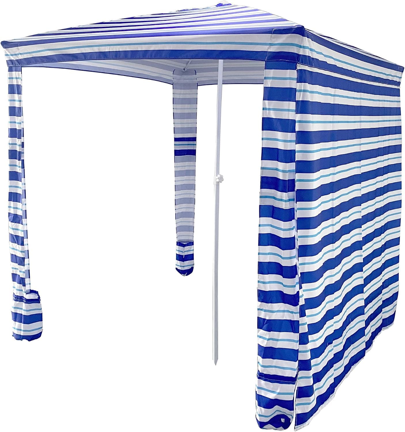 PINTIA1 6.6’ x 6.6’ Beach Cabana Portable Beach Shade, Quick Easy Set Up Beach Umbrella, Included Privacy Side Wall, with UPF 50+ UV Protection Pop Up Canopy (Blue)