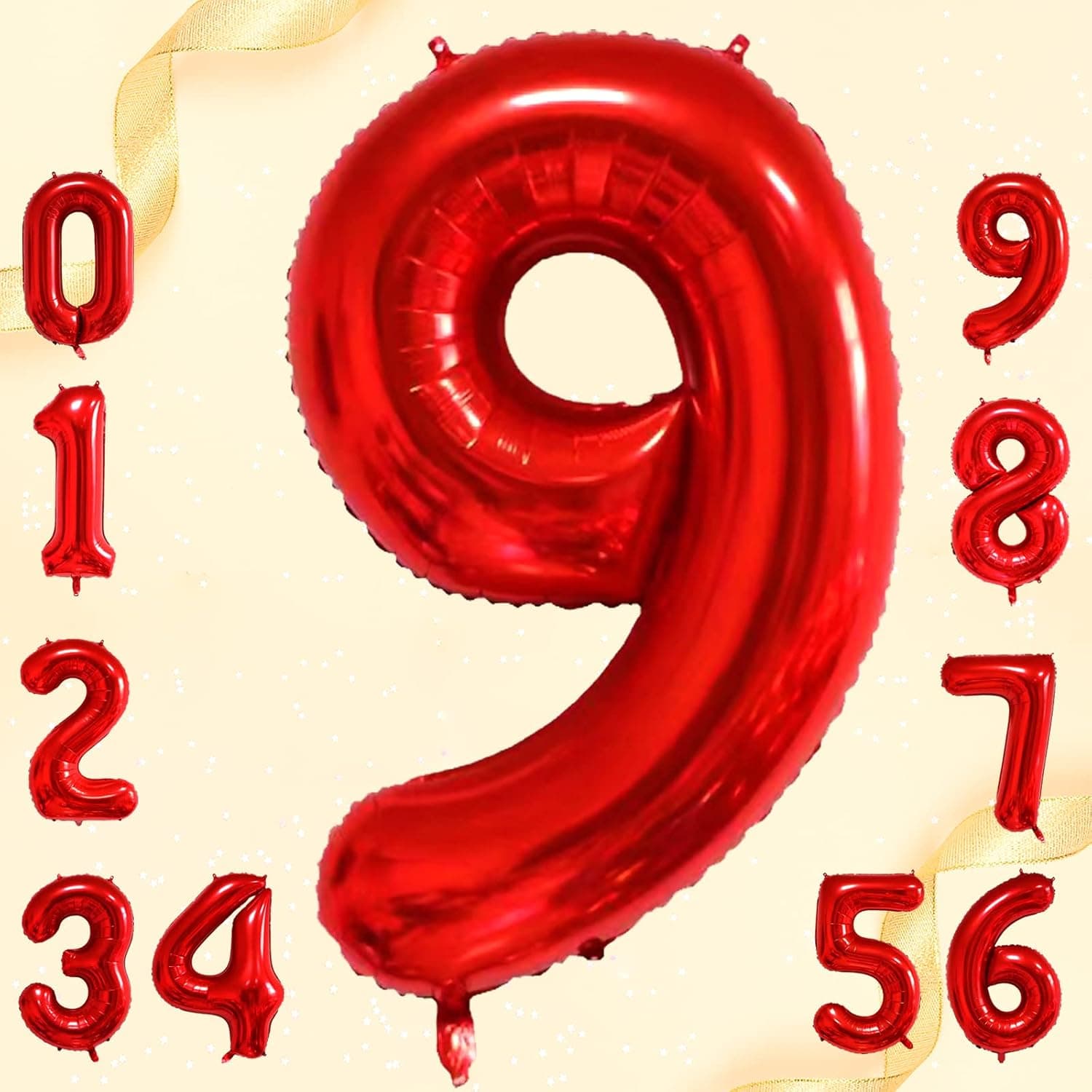 FUNTOOB Number Balloons Red Number 9 Balloons Birthday Number Balloons 40 inch Jumbo Number Foil Helium Balloons for Birthday Party Graduation Anniversary Celebration New Year Decorations (Red 9)