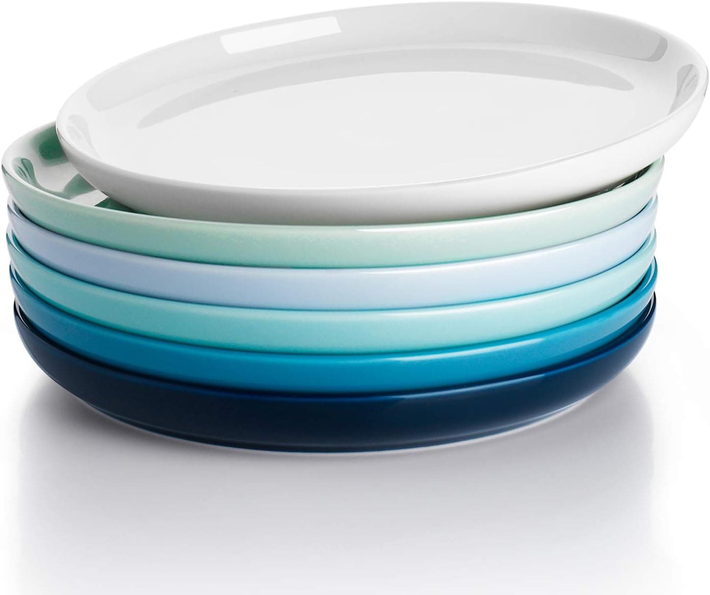 Sweese 155.003 Porcelain Round Dessert Salad Plates - 7.4 Inch - Set of 6, Cool Assorted Colors