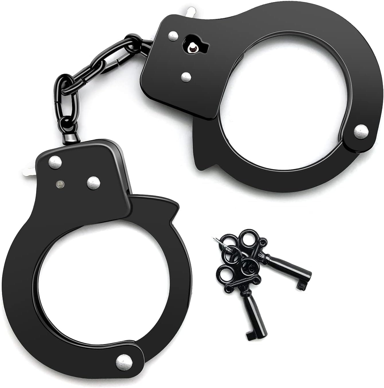 AUYYOSK Toy Metal Handcuffs with Key,Safety Party Supplies Accessory Pretend Play Hand Cuffs for Kids Children (Black)