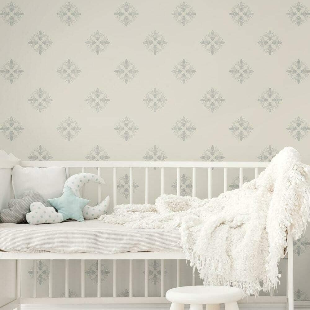 RoomMates RMK11476WP Metallic Honey Bee Tan Peel and Stick Wallpaper