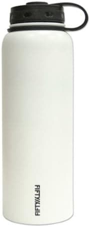 Lifeline 7502WH White Stainless Steel Wide Mouth Water Bottle - 40 oz. Capacity