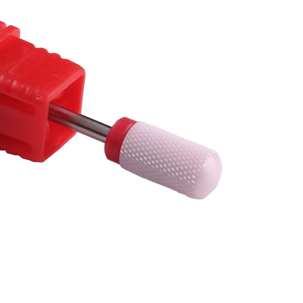 MZCMSL Fine Ceramic Nail Drill Bit - Smooth Round Top, Pink Ceramic Barrel Bit,3/32 e file Bit