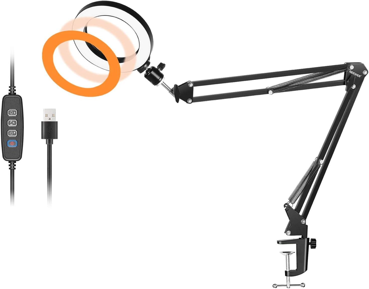 Neewer Streaming Light Artist Light, Desk Ring Light with Swivel Clamp Arm: 6 Inches USB Ring Light (3 Light Modes/11 Brightness Level) for Study Reading Office Work Architect Drafting Makeup YouTube