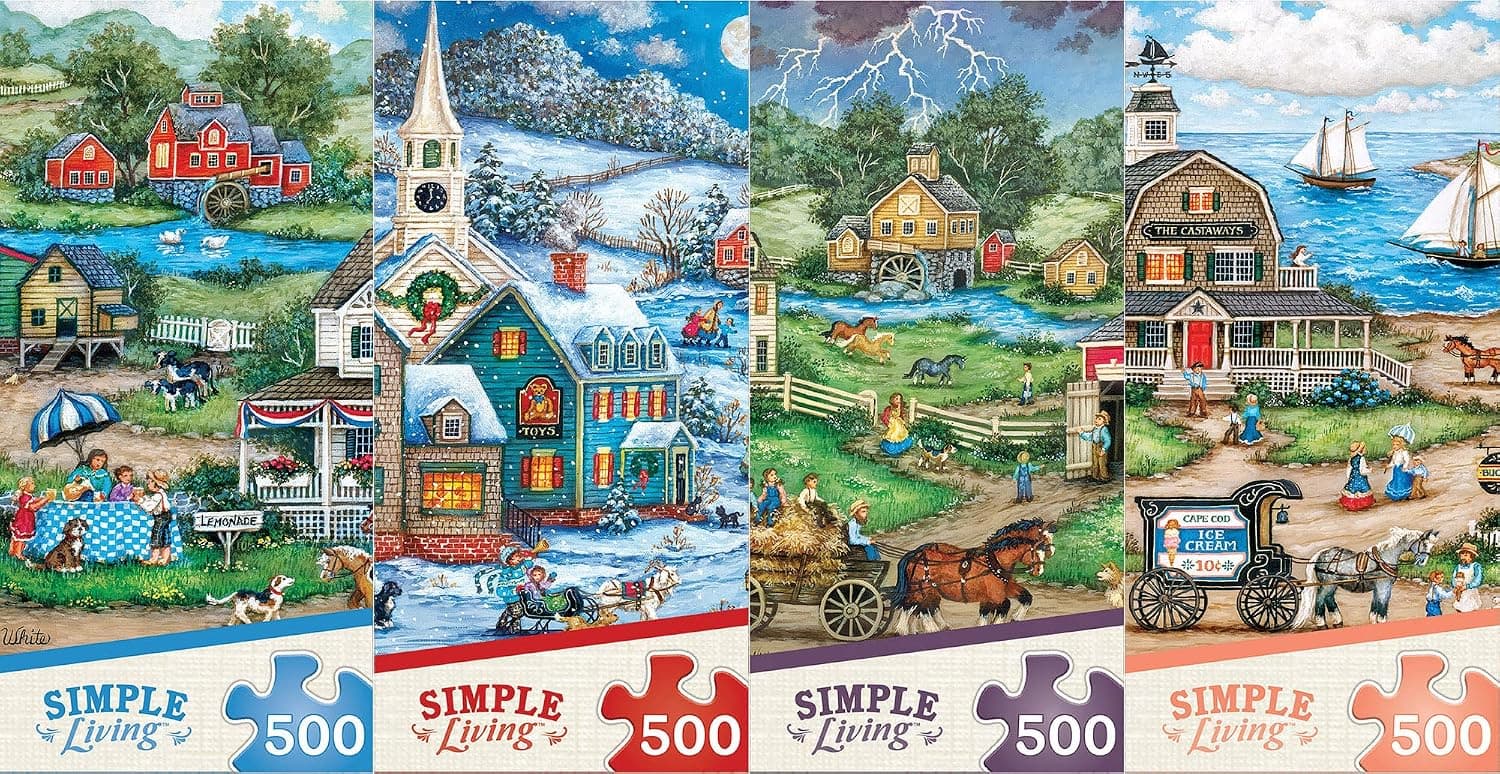 MasterPieces 4 Pack Assortment - Simple Living Puzzles (4-500 Piece)