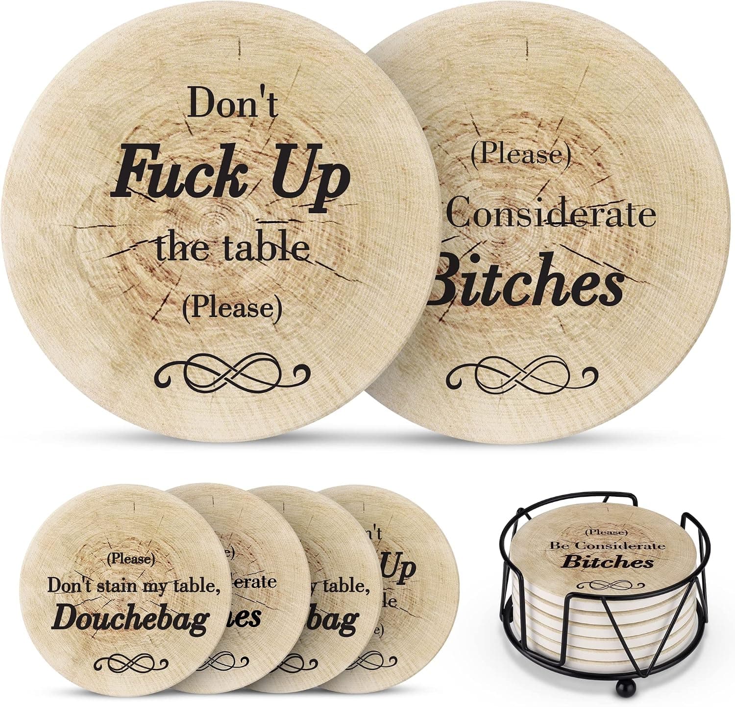 Funny Coasters - Perfect White Elephant Gifts for Adults - Unique Gifts for Women Men - Cool Friend Gifts - Secret Santa Gifts - Gag Gifts - Couples Gifts - Funny Housewarming Gifts - Birthday