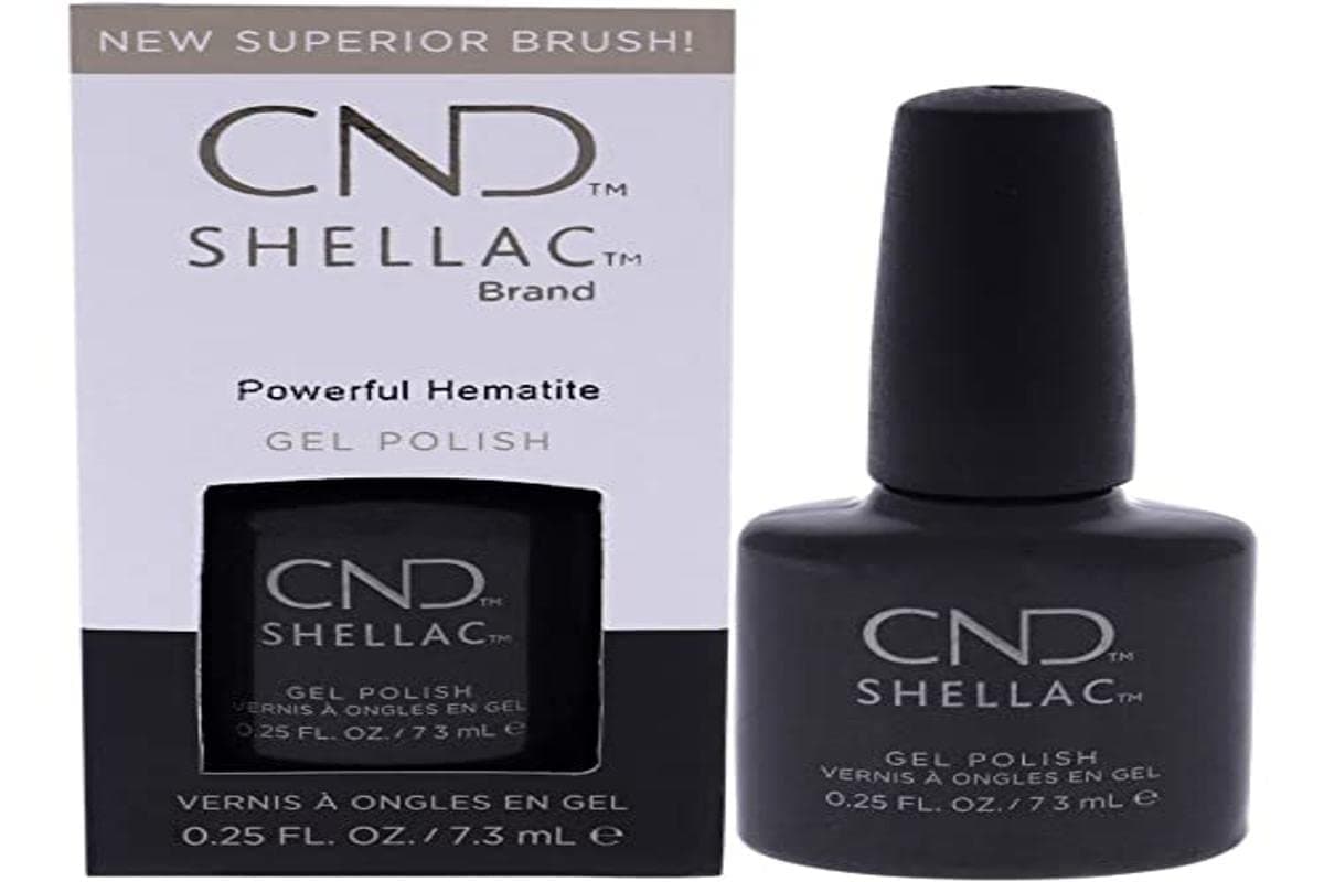CND Shellac Gel Nail Polish, Long-lasting NailPaint Color with Curve-hugging Brush, Black Polish, 0.25 fl oz