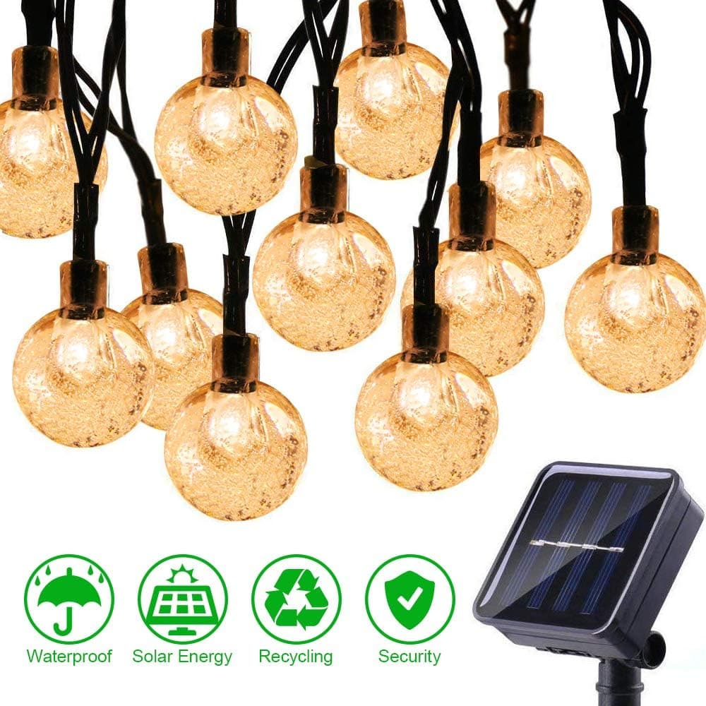 EOYIZW Solar Globe String Lights, 20ft 30 LEDs Fairy Solar Christmas Lights Bubble Crystal Ball Solar Patio Lights, Outdoor Decorative Solar String Bulb Lights for Garden, Party, Wedding, Christmas