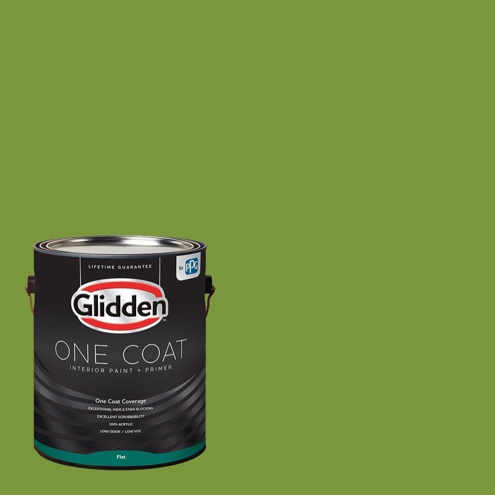 Glidden Interior Paint + Primer: Green Interior Paint /Antique Moss, One Coat, Flat, 1 Gallon