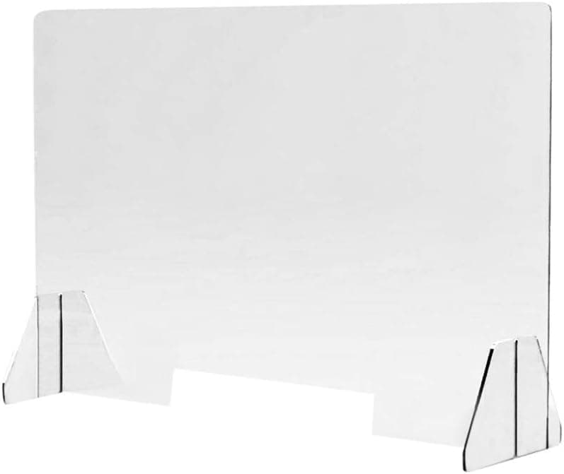 Sneeze Guard Shield for Counter, Acrylic Portable Plastic Sneeze Guard Protective Barrier, Clear Desk Panel Barrier for Office Safety, Employees, Workers, Customers, 11.81" x 15.7" (Clear)
