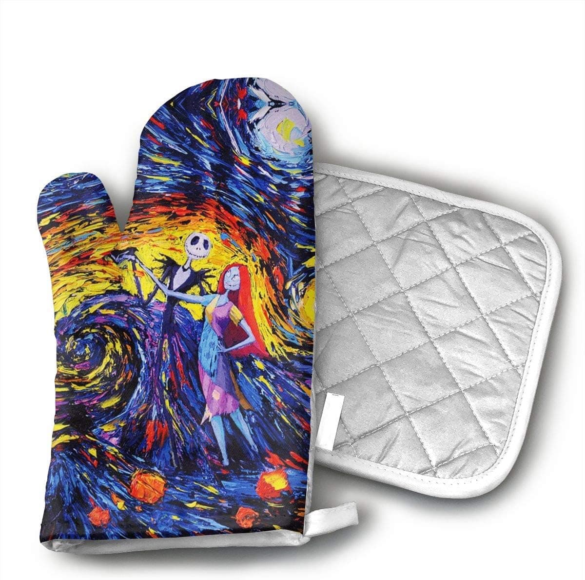 ZYZILYSBS Christmas Starry Oven Mitts and Pot Holders Sets with Soft Non-Slip Surface Heat Resistant Oven Gloves for Kitchen BBQ Cooking Baking Grilling Microwave