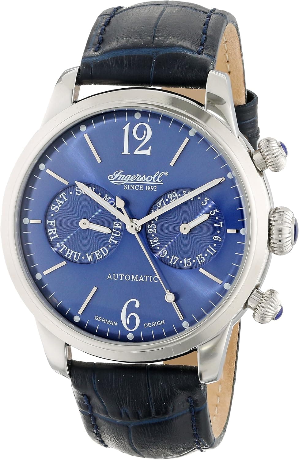 Ingersoll Men's IN8009BL "Outlaw" Stainless Steel with Dark Blue Leather Band