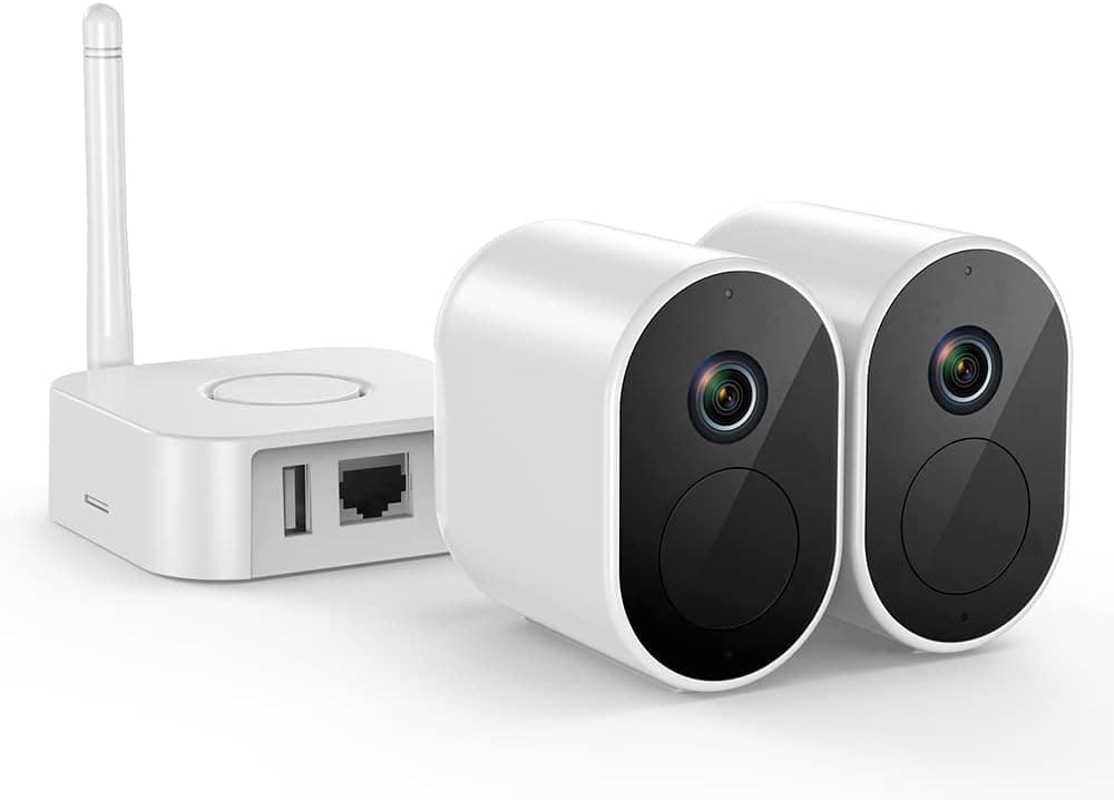 ZJX Wireless Camera System for Home Security, Outdoor Cam with Infrared Night Vision, Body Recognition, Motion Detection and IP65 Waterproof, white (BC-01)