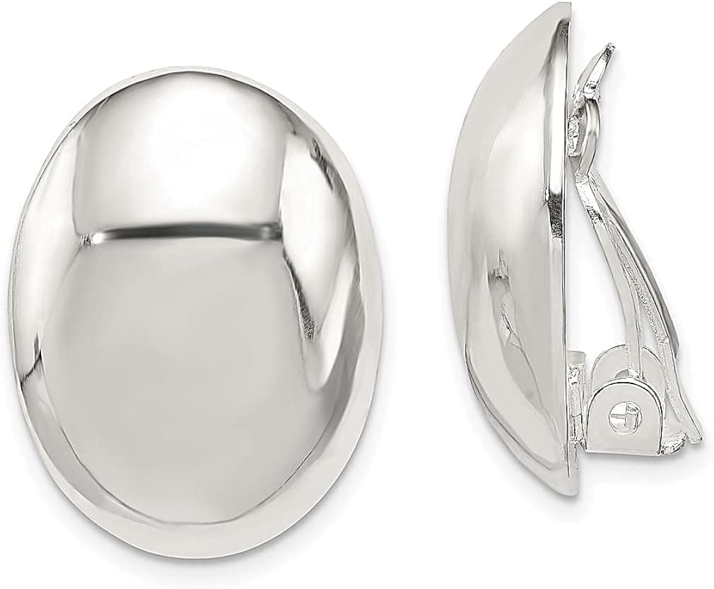 925 Sterling Silver Non Pierced Clip On 22x15mm Oval Button Earrings Ball Fine Jewelry For Women Gifts For Her