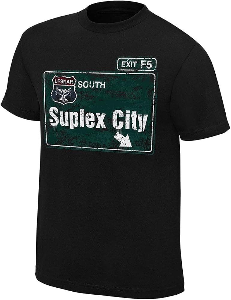 Official WWE Authentic Men's Brock Lesnar "Suplex City" T-Shirt (Small)-Black