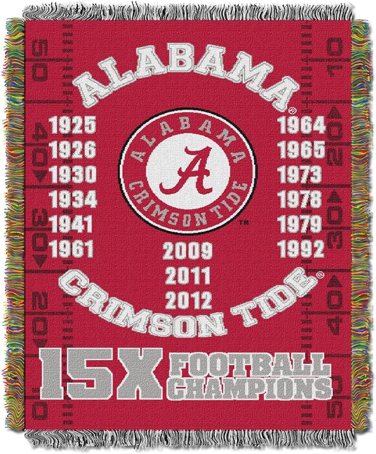 Officially Licensed NCAA "Commemorative" Woven Tapestry Throw Blanket, 48" x 60", Multi Color