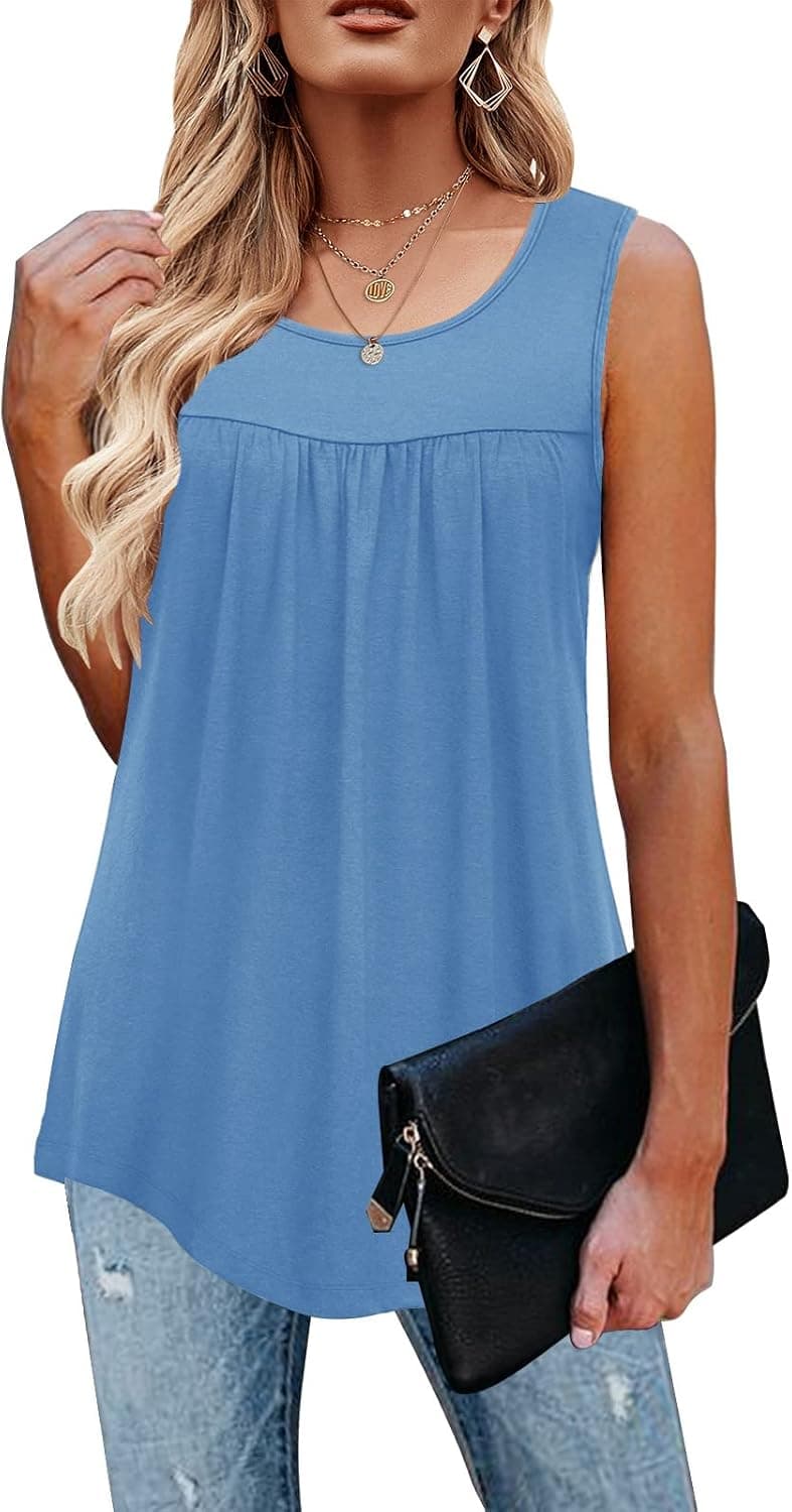 TECREW Womens Sleeveless Active Tank Tops Ruffle Loose Tunic Blouse Shirt