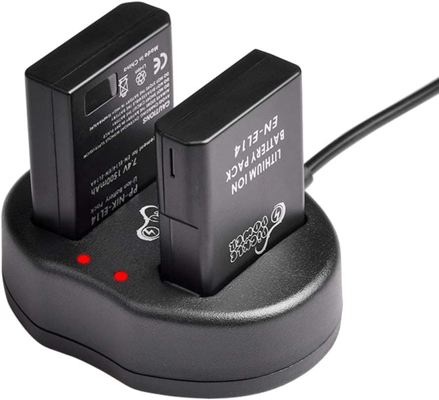 Pickle Power EN-EL14 EN-EL14A Battery and Dual USB Charger Compatible with Nikon D5600 D3300 D3500 D5100 D5500 D3100 D3200 D5200 D5300 Df Coolpix P7800 P7700 P7200 P7100 P7000