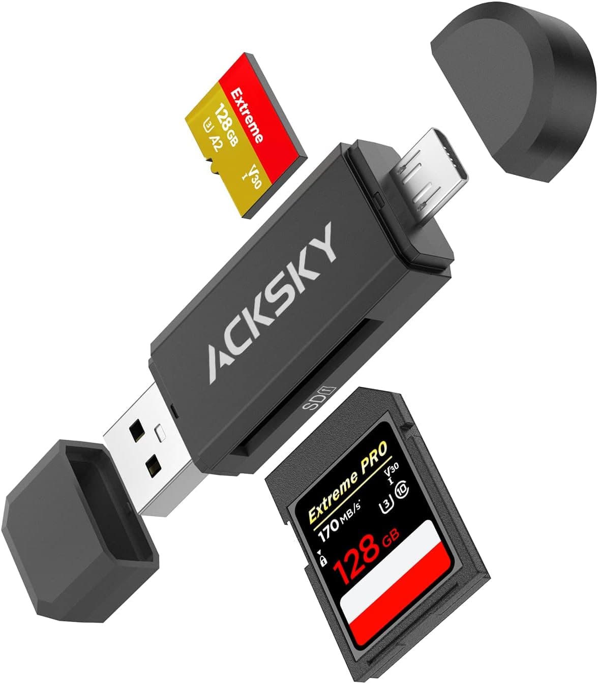 SD Card to USB Adapter, Micro SD Card Reader, USB 2.0 Micro USB OTG Memory Card Reader, Supports TF SD SDHC SDXC Micro SD Micro SDHC Micro SDXC MMC, RS-MMC UHS-I Cards