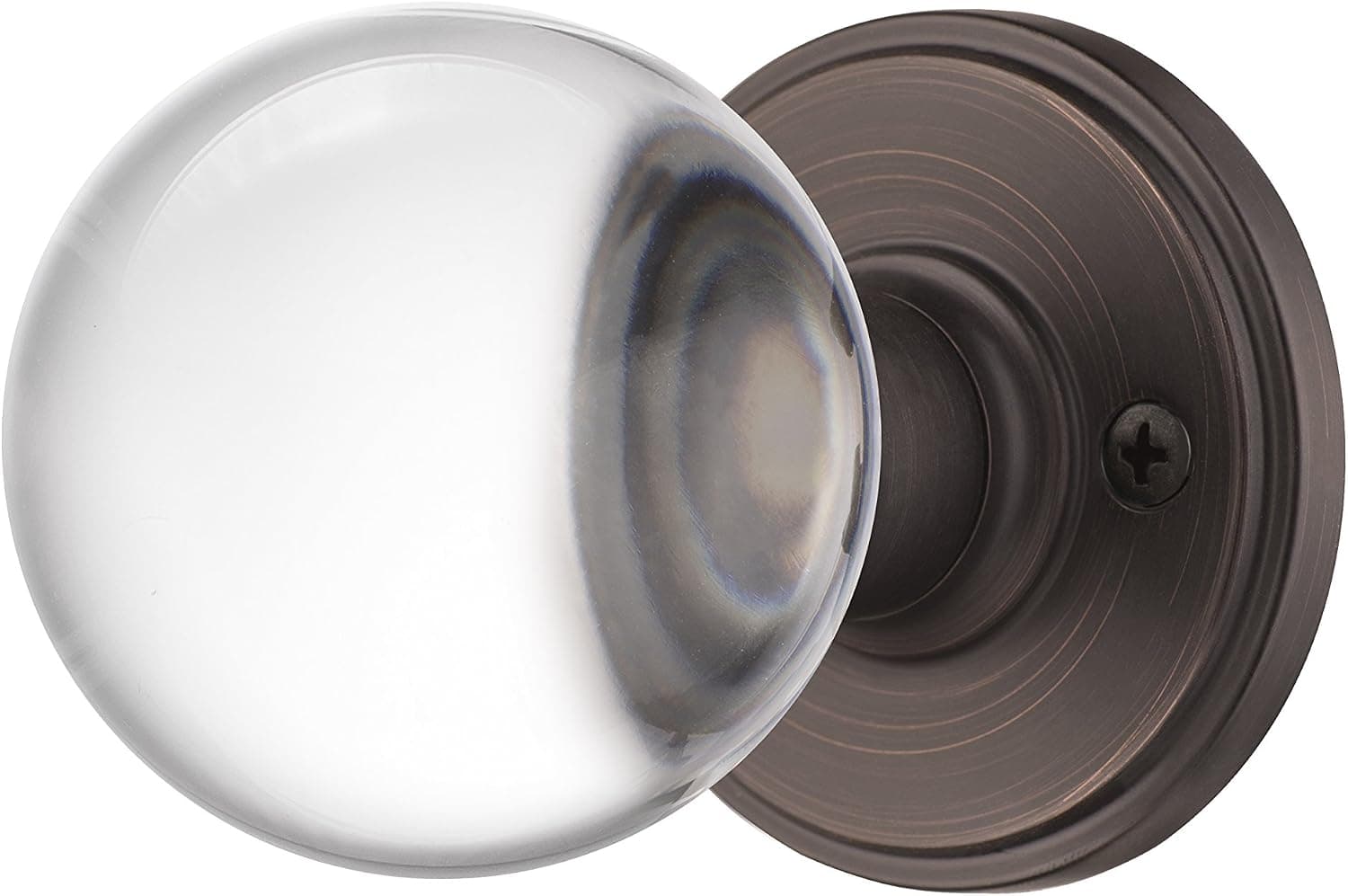 Decor Living, AMG and Enchante Accessories Clear Crystal Ball Door Knobs with Lock, Privacy Function for Bed and Bath, Apollo Collection, DK07R-PR BRZ, Venetian Bronze