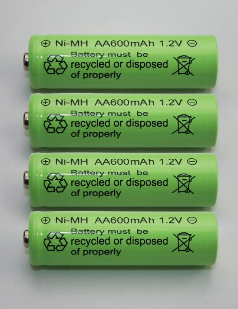 BRIGHT ZEAL Pack of 4 AA High Capacity Battery Replacements for Solar Garden Lights 204 (1.2V, 600mAh) 1012